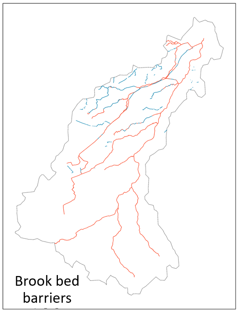 Brook bed barriers map